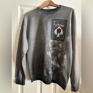 * Motorhead crewneck distressed patch rocker sweater  * Sz M *